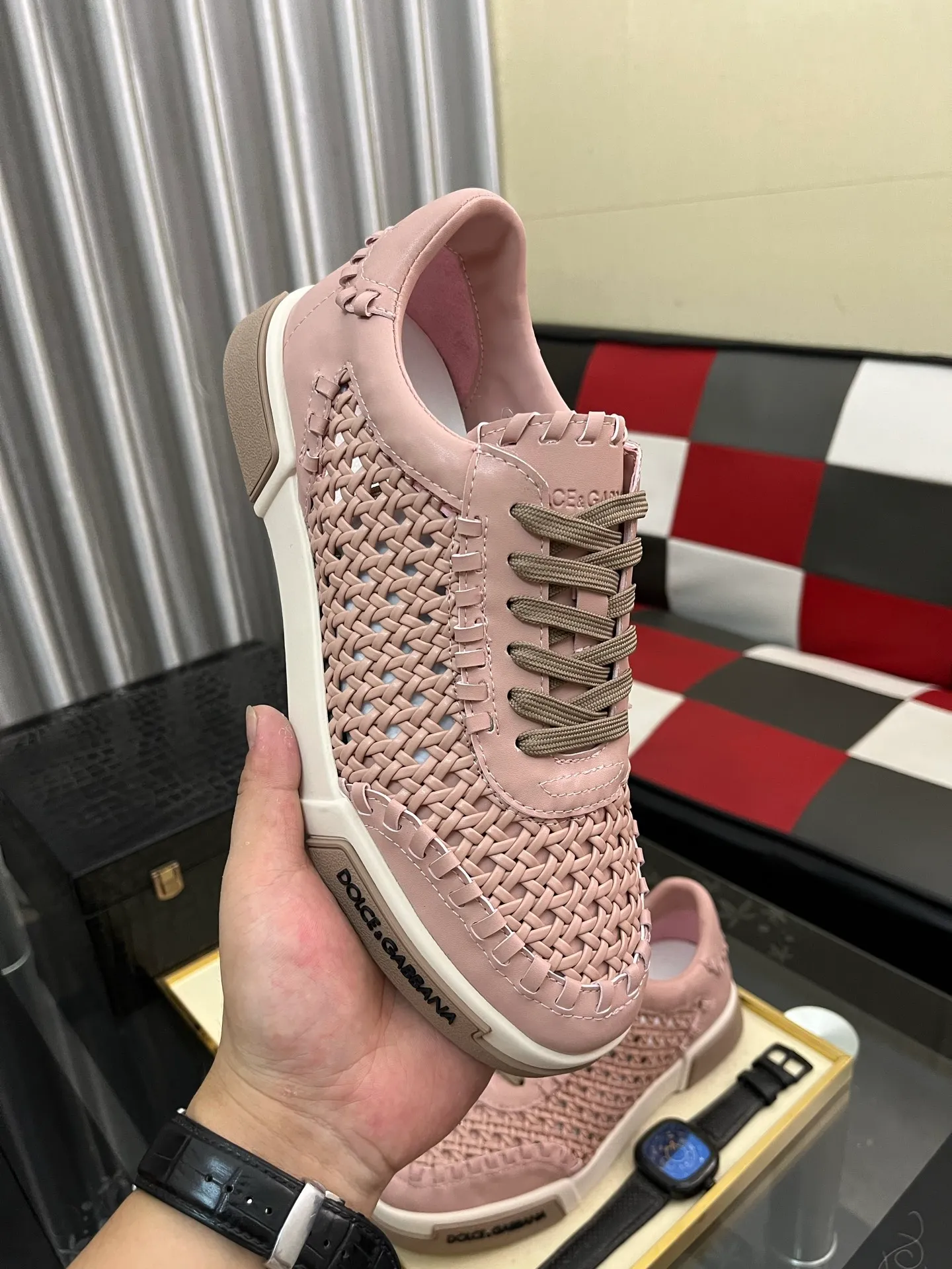 Men's men's shoes💰438⌚️⌚️New DG Dolce & Gabbana high-end couple's sports and casual shoes, imported cowhide, multi-material splicing design➕Imported cowhide lining, cowhide feet➕original TPR elastic outsole. Size: 38-46